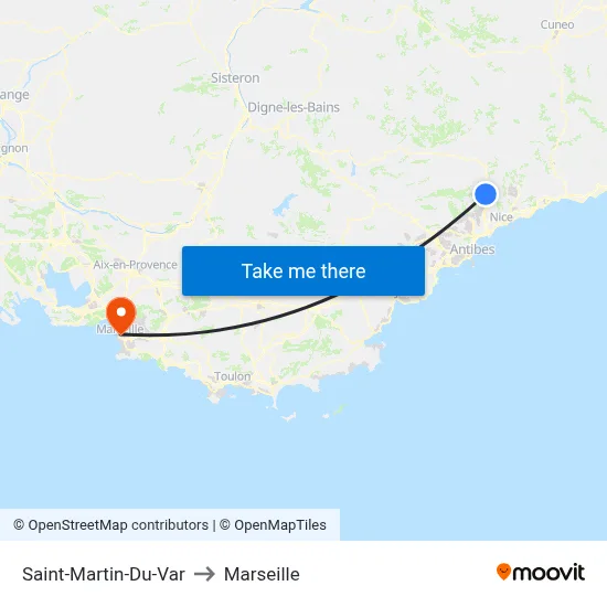 Saint-Martin-Du-Var to Marseille map
