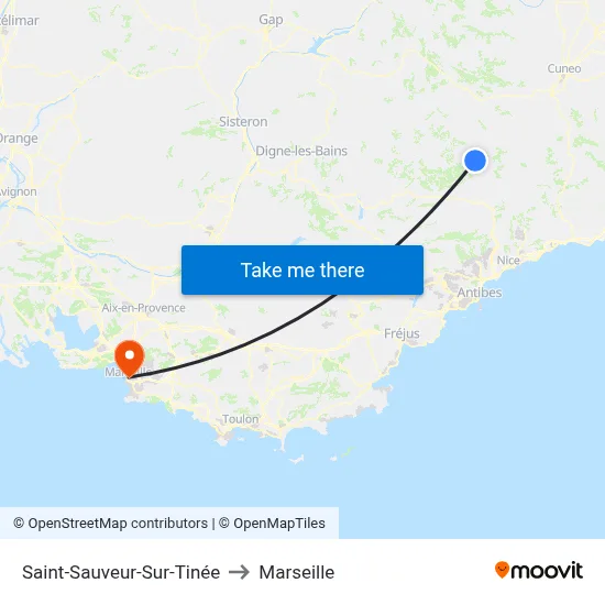 Saint-Sauveur-Sur-Tinée to Marseille map