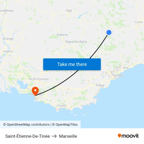 Saint-Étienne-De-Tinée to Marseille map