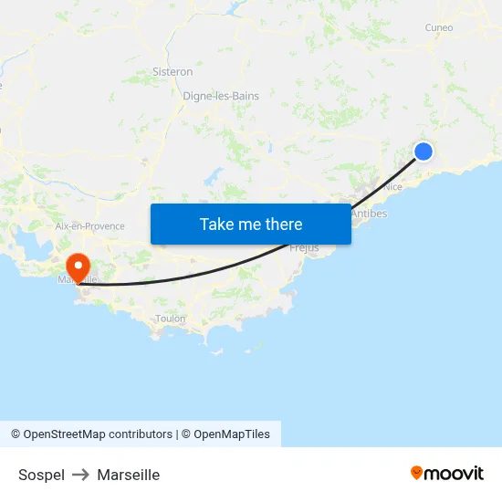 Sospel to Marseille map
