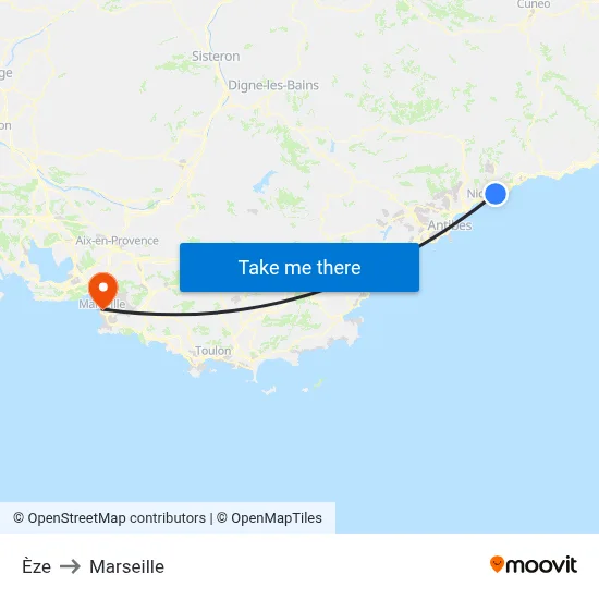 Èze to Marseille map