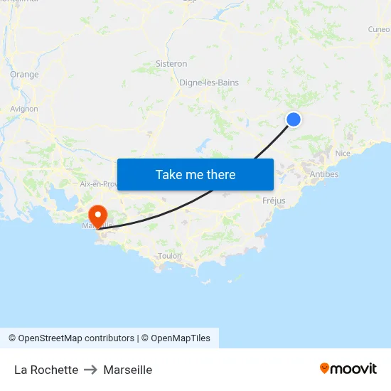 La Rochette to Marseille map