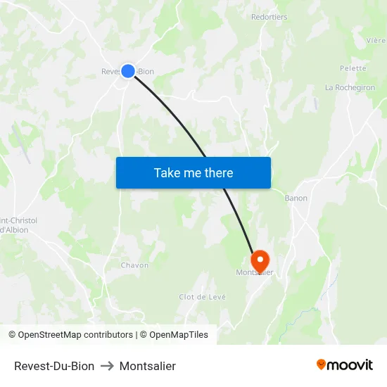 Revest-Du-Bion to Montsalier map