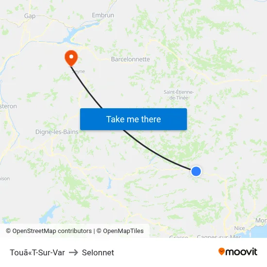 Touã«T-Sur-Var to Selonnet map