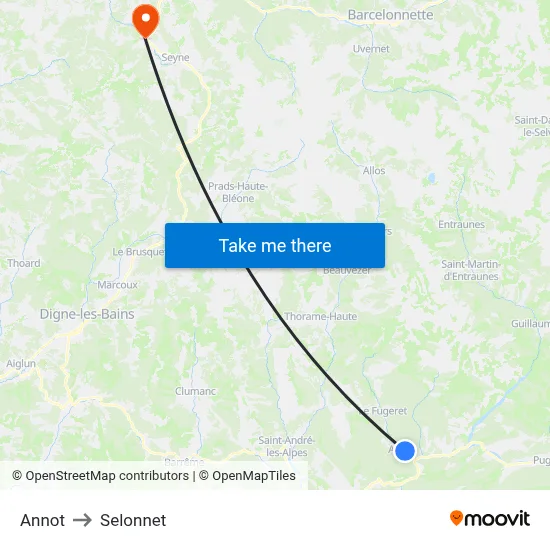 Annot to Selonnet map