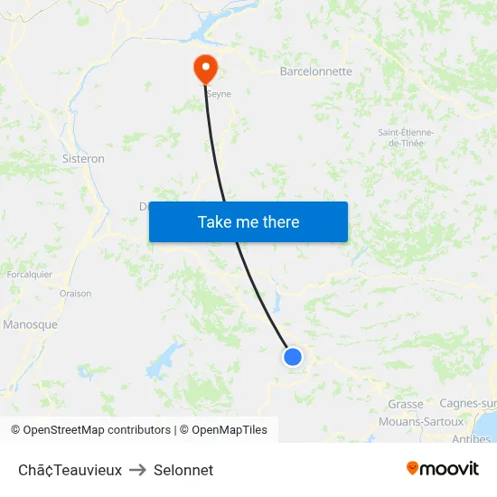 Chã¢Teauvieux to Selonnet map