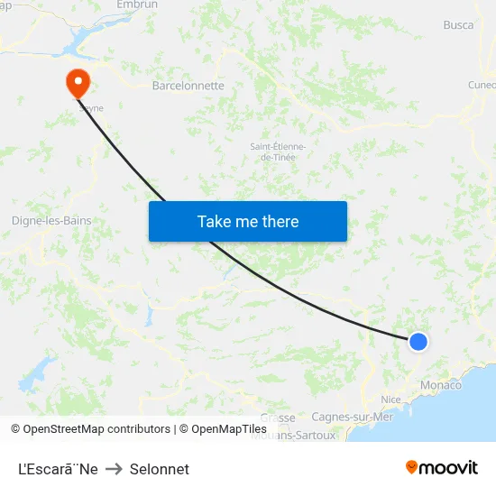 L'Escarã¨Ne to Selonnet map