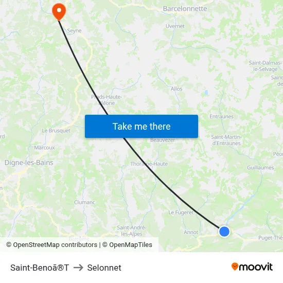 Saint-Benoã®T to Selonnet map