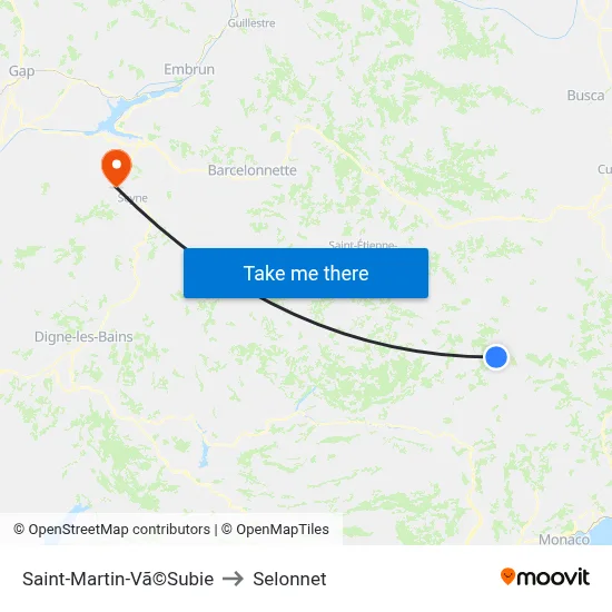 Saint-Martin-Vã©Subie to Selonnet map