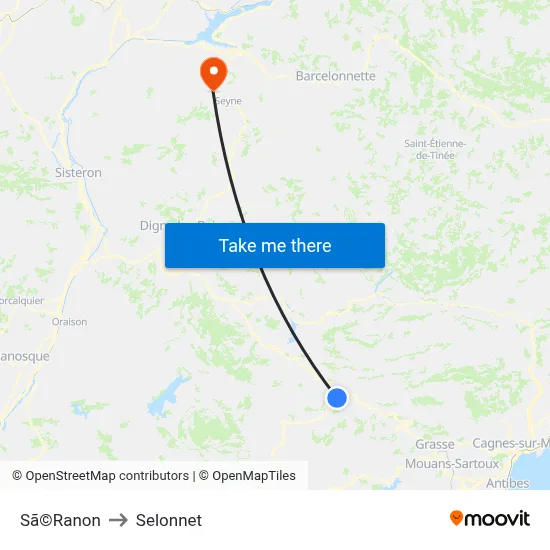 Sã©Ranon to Selonnet map