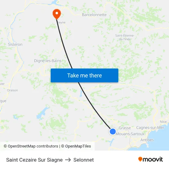 Saint Cezaire Sur Siagne to Selonnet map
