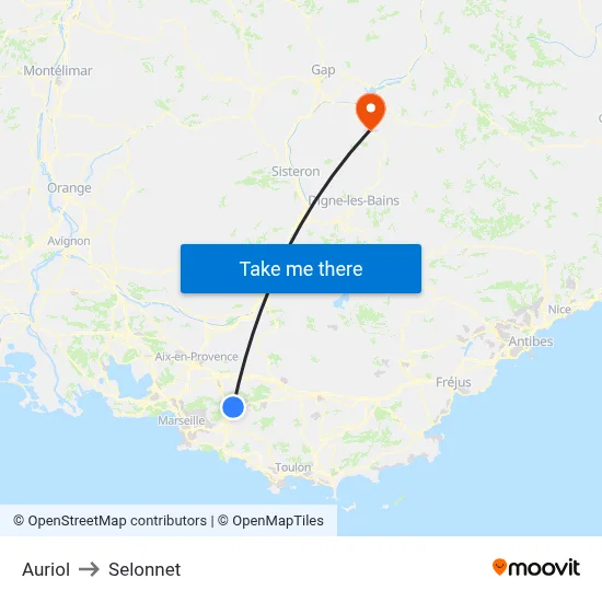 Auriol to Selonnet map