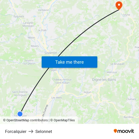 Forcalquier to Selonnet map