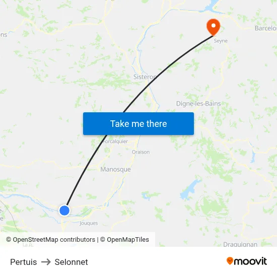 Pertuis to Selonnet map
