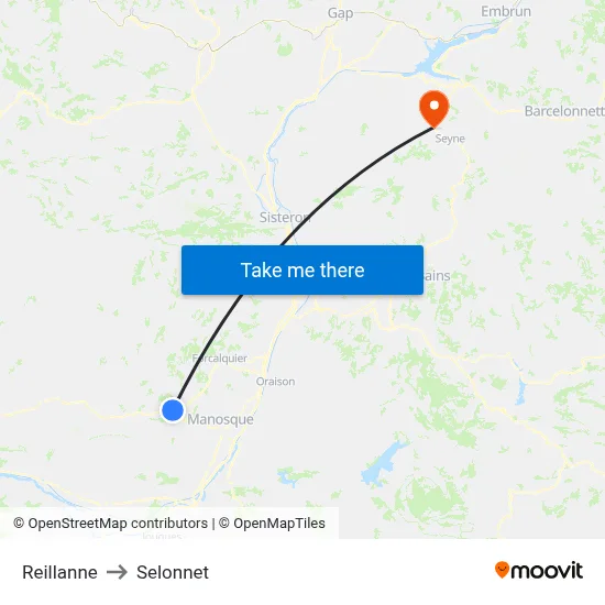 Reillanne to Selonnet map