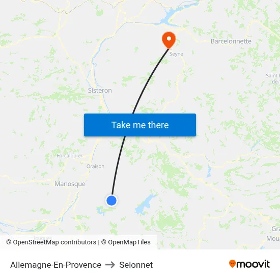 Allemagne-En-Provence to Selonnet map