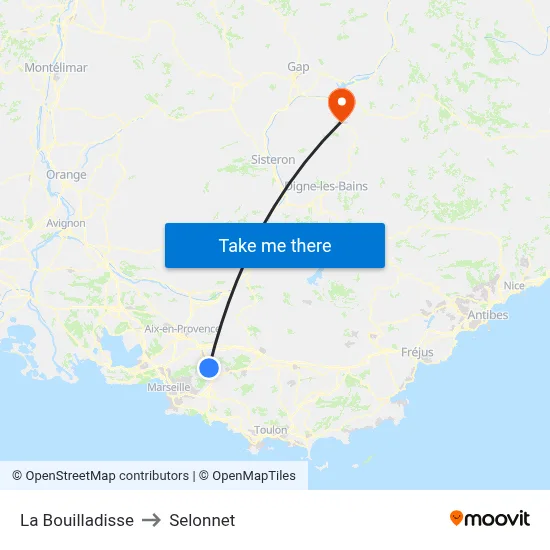 La Bouilladisse to Selonnet map