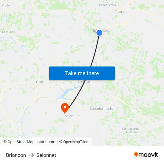 Briançon to Selonnet map