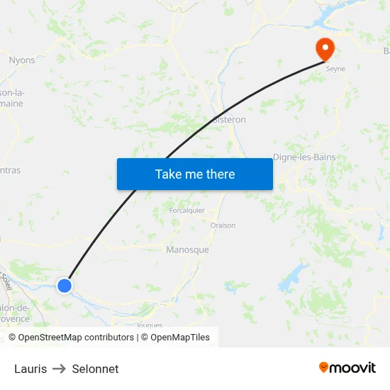 Lauris to Selonnet map