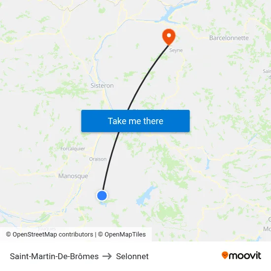 Saint-Martin-De-Brômes to Selonnet map