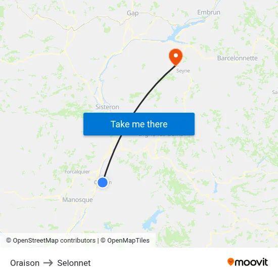 Oraison to Selonnet map