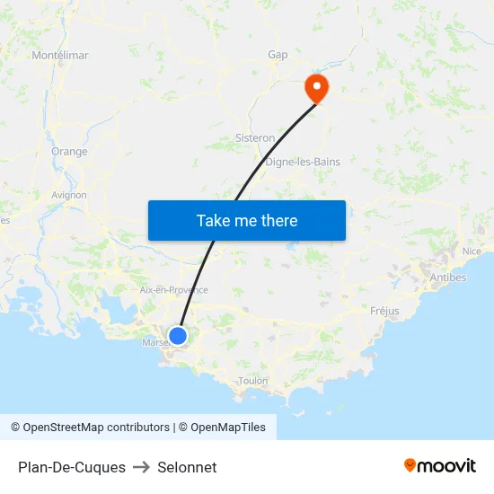 Plan-De-Cuques to Selonnet map