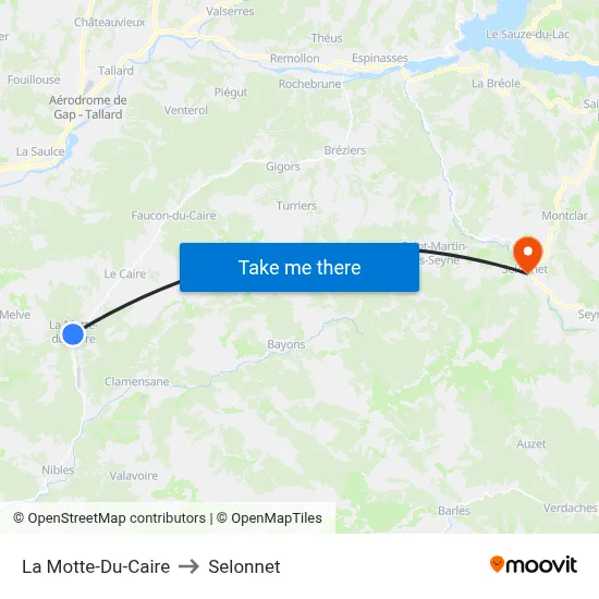 La Motte-Du-Caire to Selonnet map