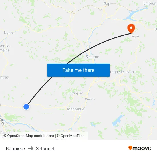 Bonnieux to Selonnet map