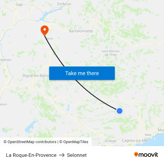 La Roque-En-Provence to Selonnet map
