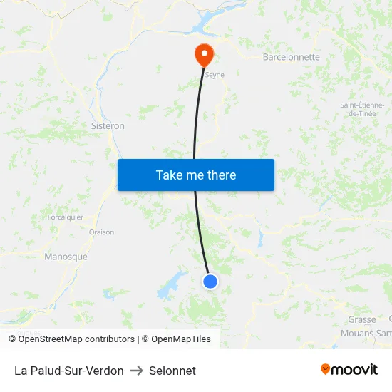 La Palud-Sur-Verdon to Selonnet map