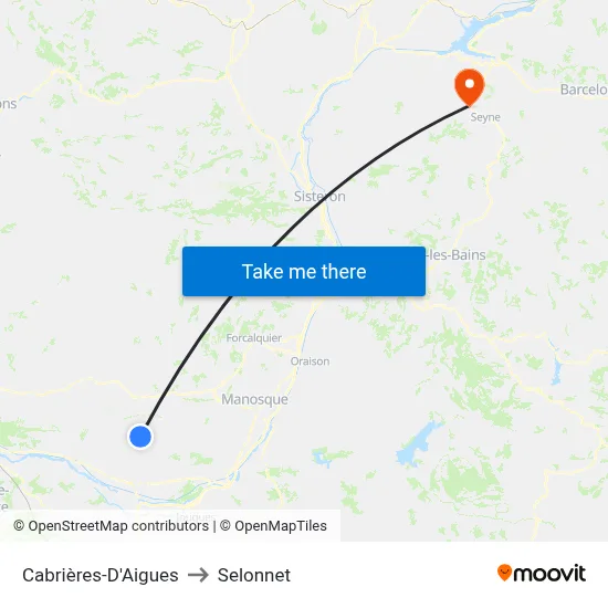 Cabrières-D'Aigues to Selonnet map