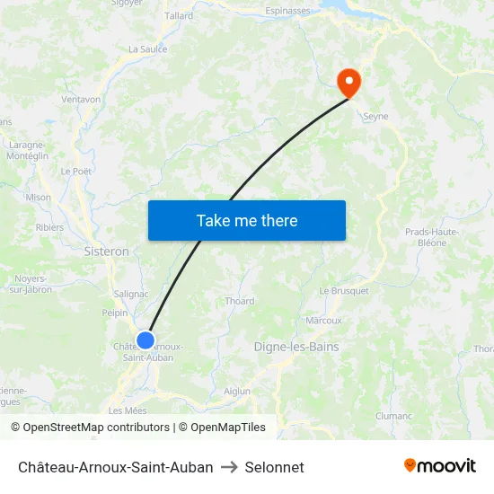 Château-Arnoux-Saint-Auban to Selonnet map