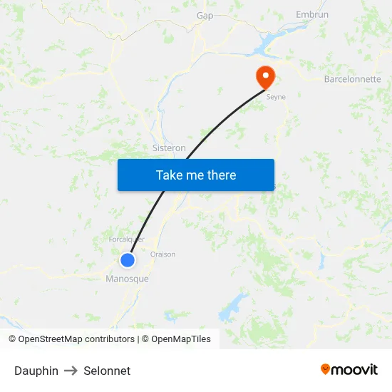 Dauphin to Selonnet map