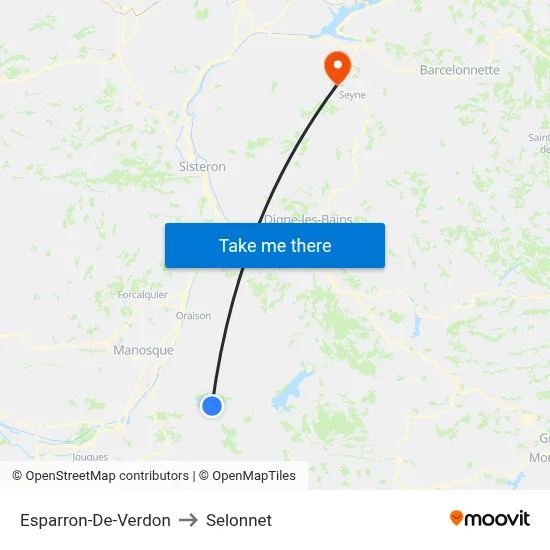 Esparron-De-Verdon to Selonnet map