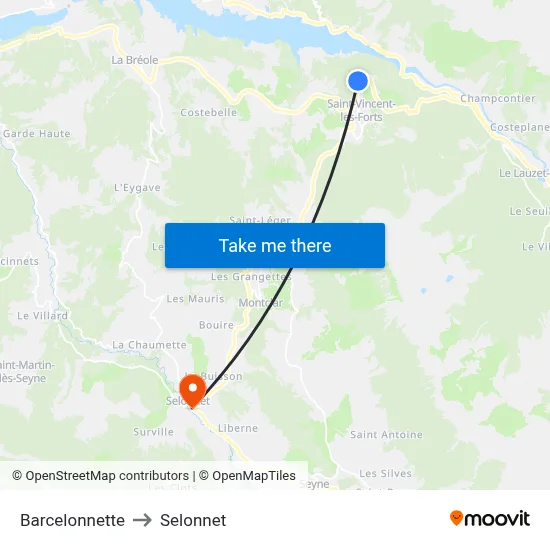 Barcelonnette to Selonnet map