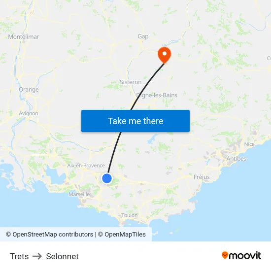 Trets to Selonnet map