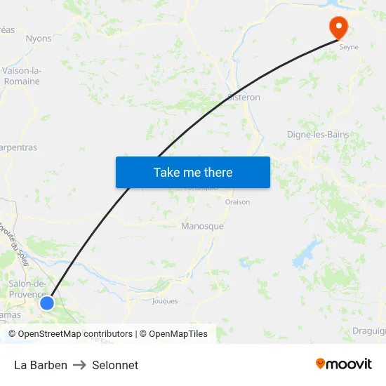 La Barben to Selonnet map