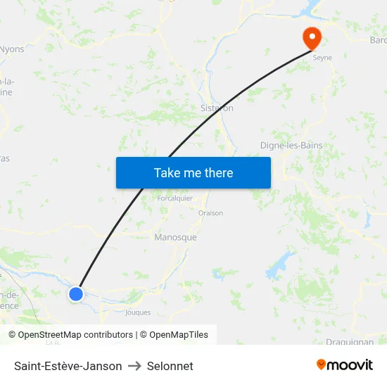 Saint-Estève-Janson to Selonnet map