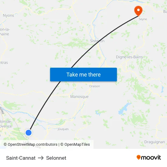 Saint-Cannat to Selonnet map