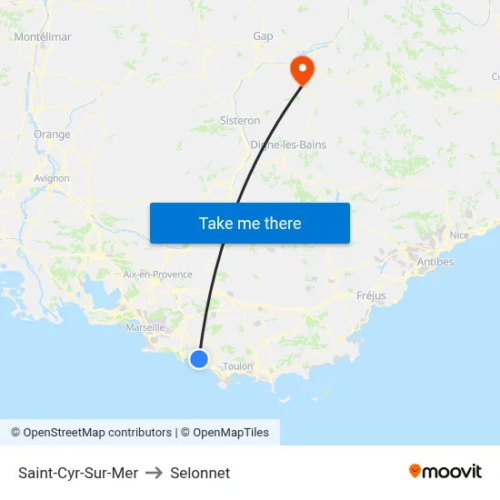 Saint-Cyr-Sur-Mer to Selonnet map