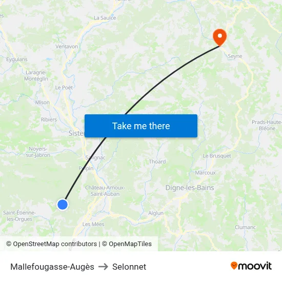 Mallefougasse-Augès to Selonnet map