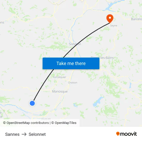 Sannes to Selonnet map