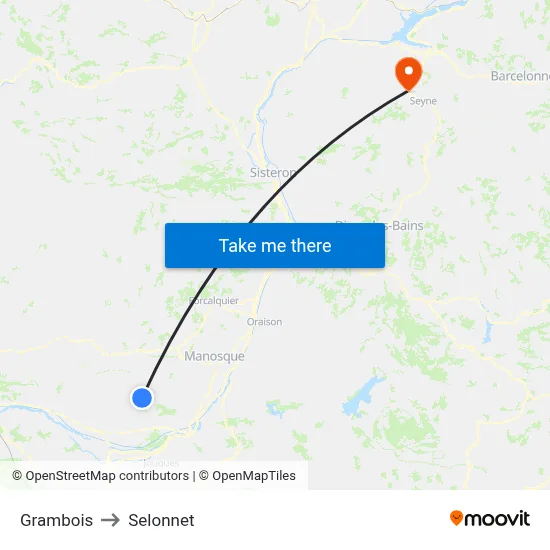 Grambois to Selonnet map