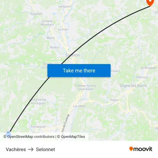 Vachères to Selonnet map