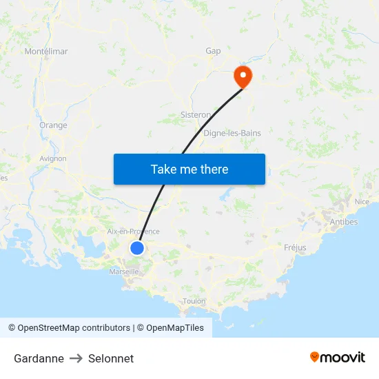 Gardanne to Selonnet map