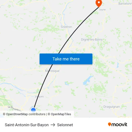 Saint-Antonin-Sur-Bayon to Selonnet map