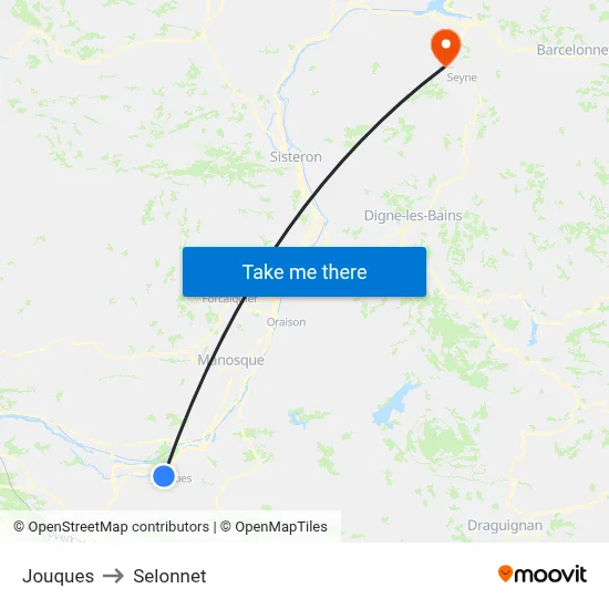 Jouques to Selonnet map