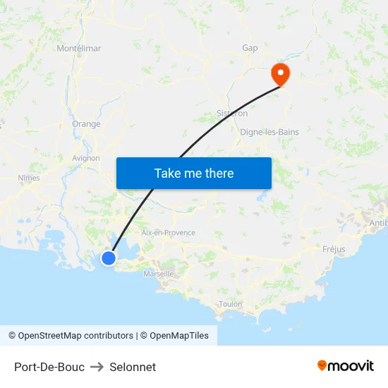 Port-De-Bouc to Selonnet map