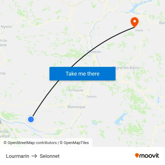 Lourmarin to Selonnet map