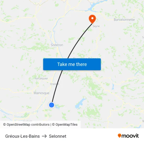 Gréoux-Les-Bains to Selonnet map